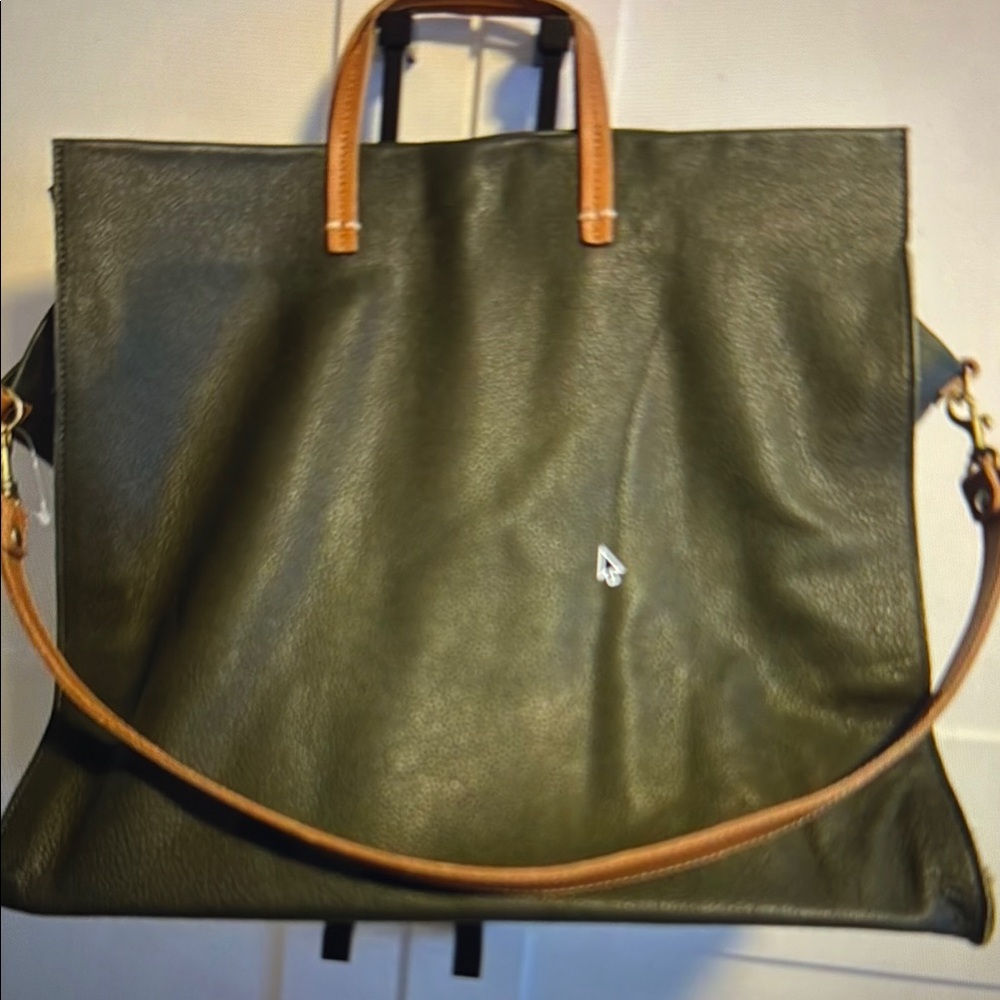 Clare V Green and Brown Tote Bag